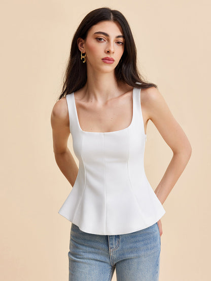 Kare Yaka Peplum Tank Top
