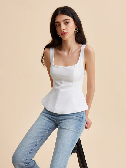 Kare Yaka Peplum Tank Top