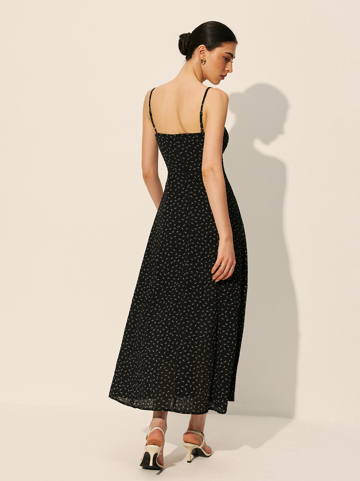 Polka Dot Fermuarlı Bağcıklı Elbise