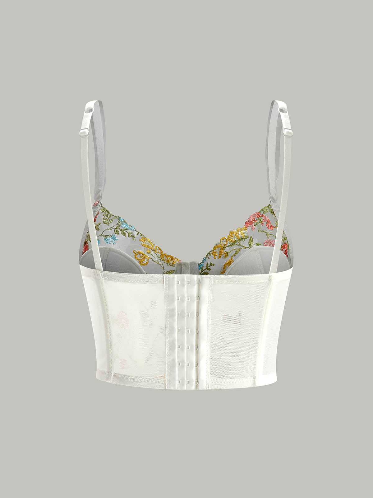 Yarı Şeffaf Nakışlı File Korse