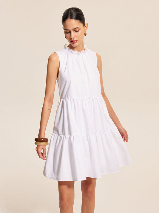 Fırfırlı Bağcıklı Katlı Elbise