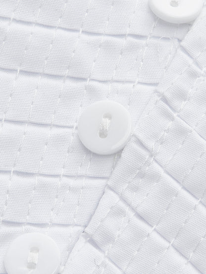 Pliseli V Yaka Düğme Detaylı Üst