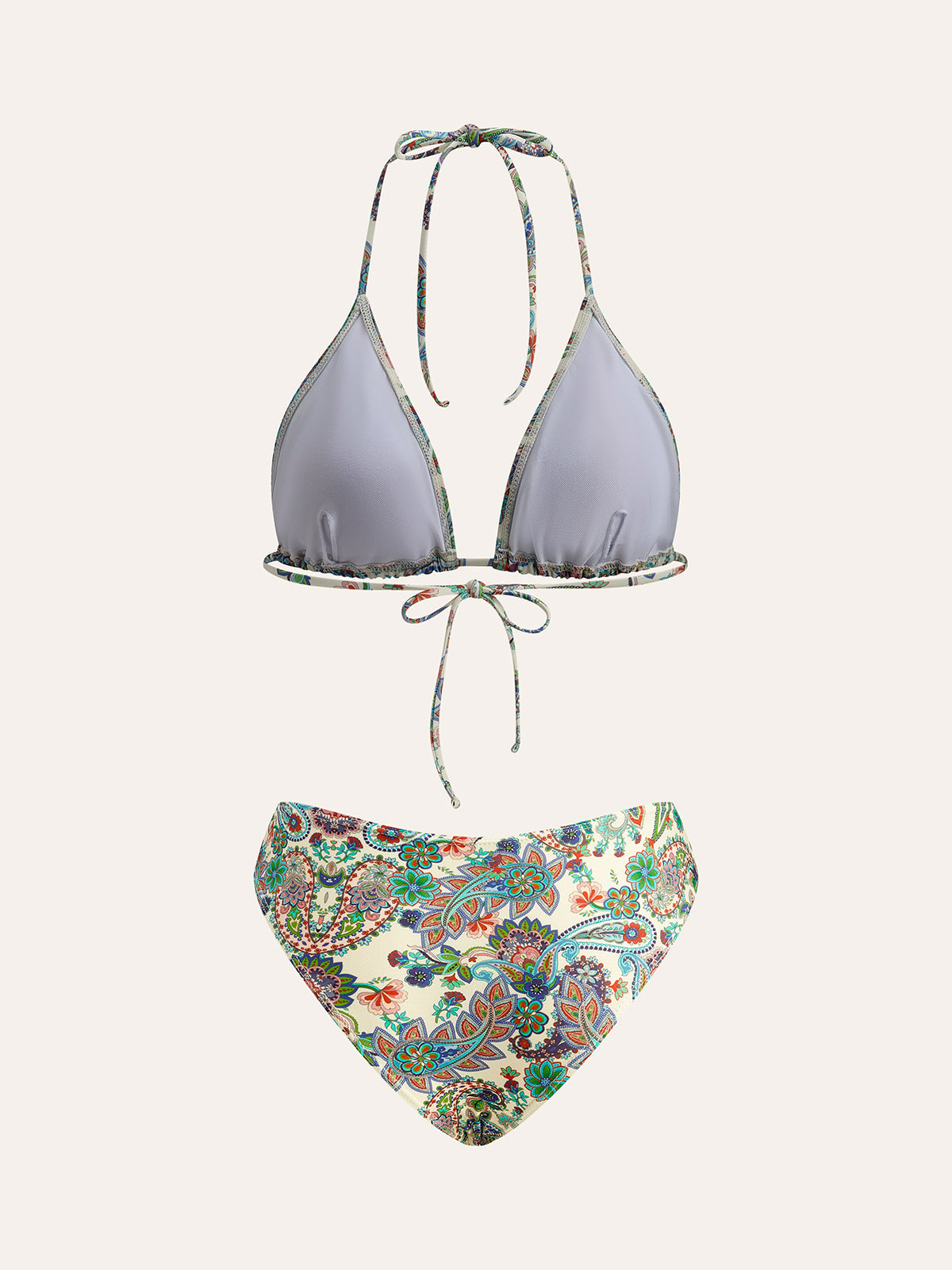 Paisley Desenli Bağlamalı Bikini Takımı