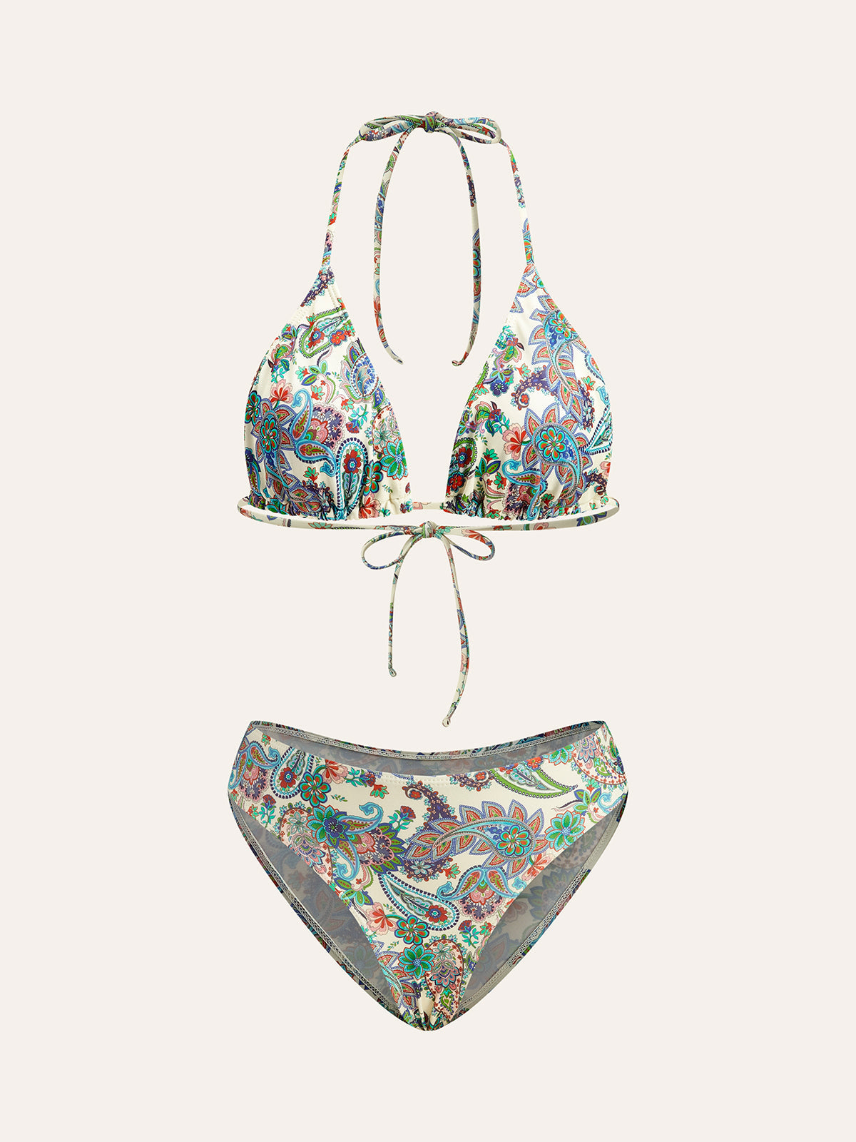 Paisley Desenli Bağlamalı Bikini Takımı