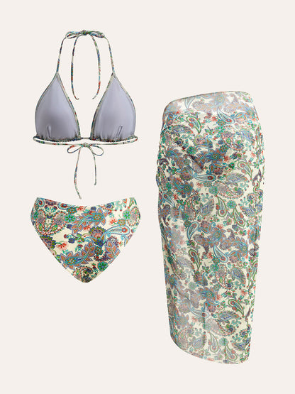 Paisley Desenli Bağlamalı Bikini Takımı