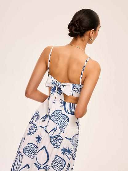 Etekli Baskılı Crop Top Takımı