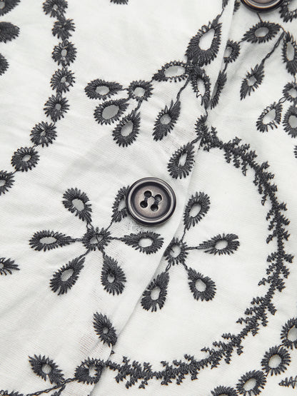 İşlemeli V Yaka Kemerli Elbise