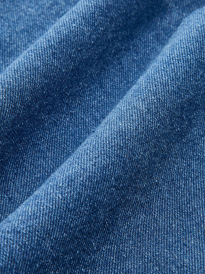 Düğme Detaylı Kot Askılı Üst