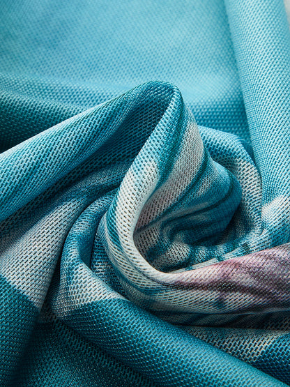 Sırtı Açık Çiçek Desenli Kolsuz Elbise