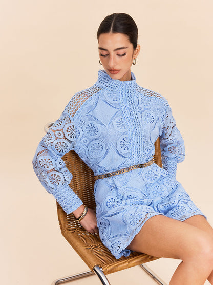 Dantel Puf Kollu Şort Takımı Kemersiz