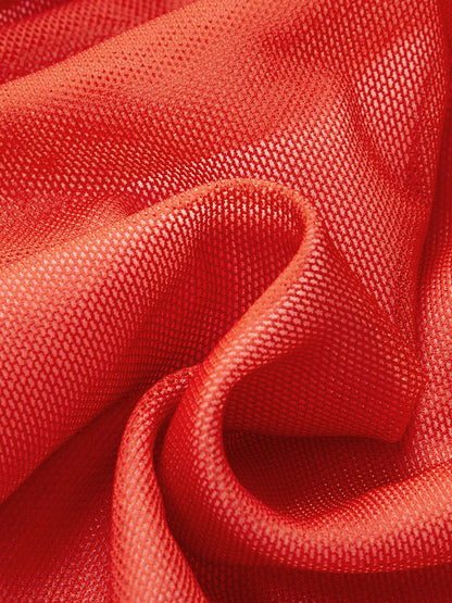 Renk Bloklu Degrade Straplez Kıvrımlı File Bölünmüş Elbise