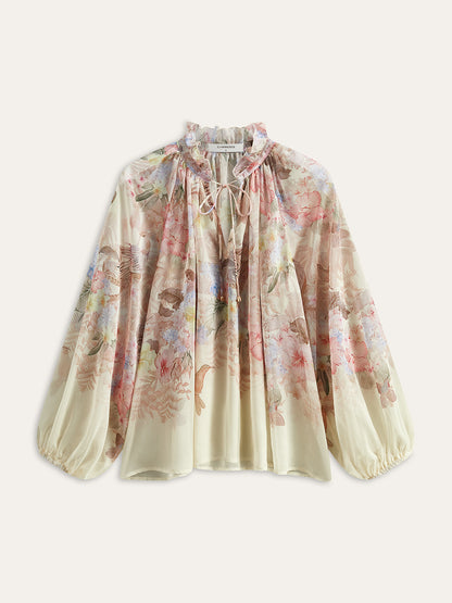 Çiçek Desenli Üç Parça Şort Takımı Kemerli