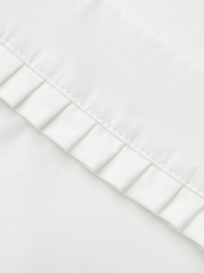 Pliseli Kare Yaka Düğmeli Üst