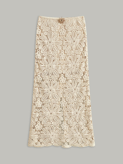 Pamuklu Tığ İşi Dantel Yarı Şeffaf Etek