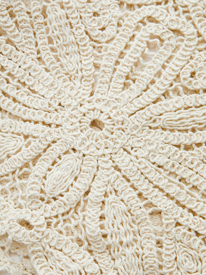 Pamuklu Tığ İşi Dantel Şeffaf Yelek Üst