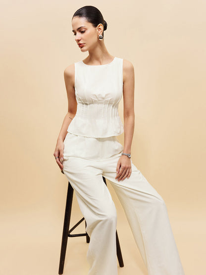 Peplum Üst Geniş Paça Pantolon Takımı