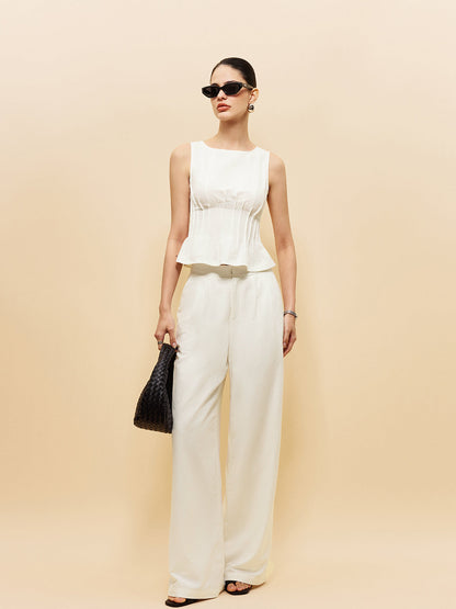 Peplum Üst Geniş Paça Pantolon Takımı