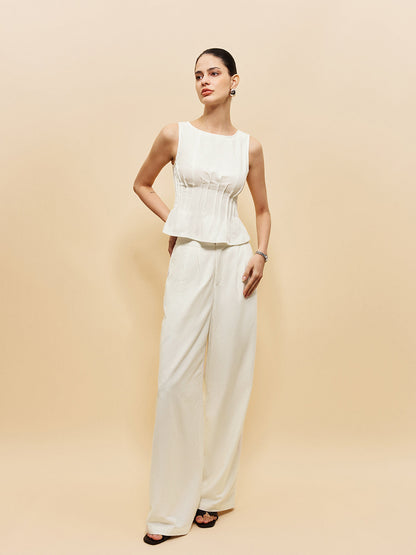 Peplum Üst Geniş Paça Pantolon Takımı
