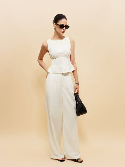 Peplum Üst Geniş Paça Pantolon Takımı