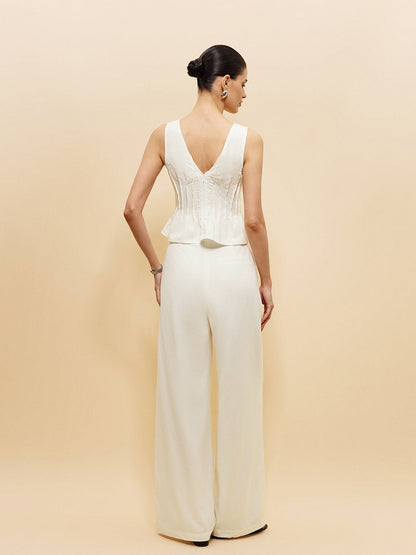 Peplum Üst Geniş Paça Pantolon Takımı