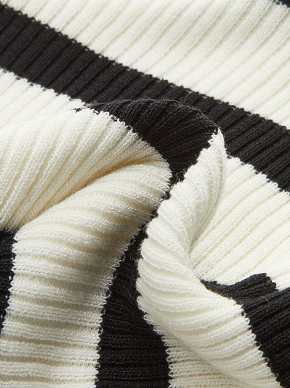 Çizgili Örgü Halter Kısa Üst