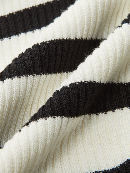 Çizgili Örgü Halter Kısa Üst