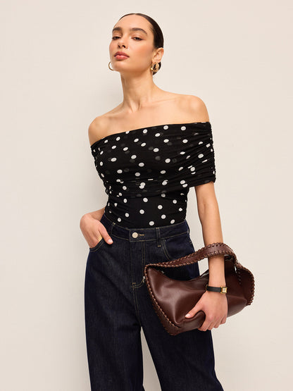 Polka Dot Omuz Açık Body