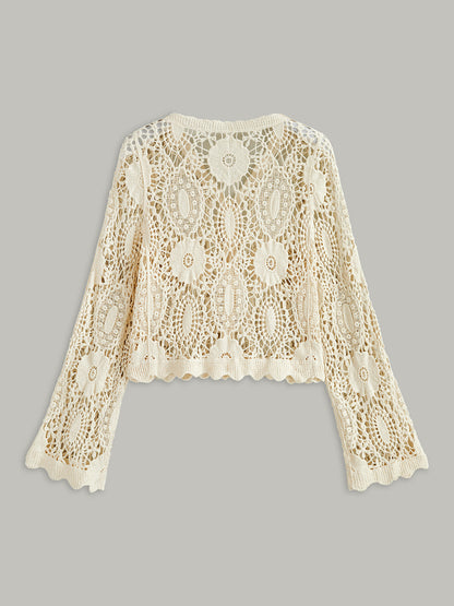 Tığ İşi Dantel Düğmeli Hırka