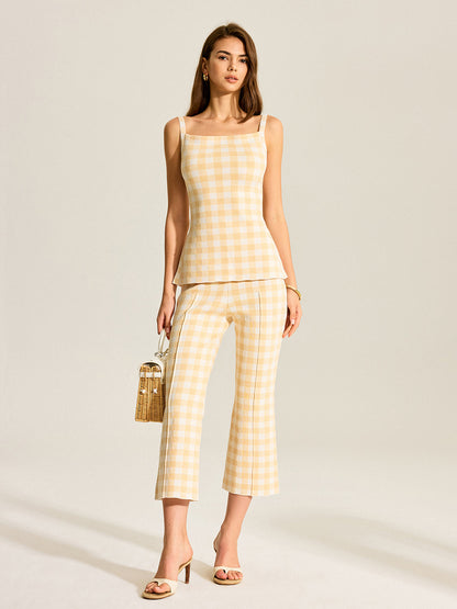 Gingham Desenli Pantolon Takımı