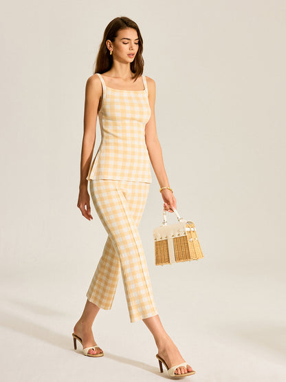 Gingham Desenli Pantolon Takımı