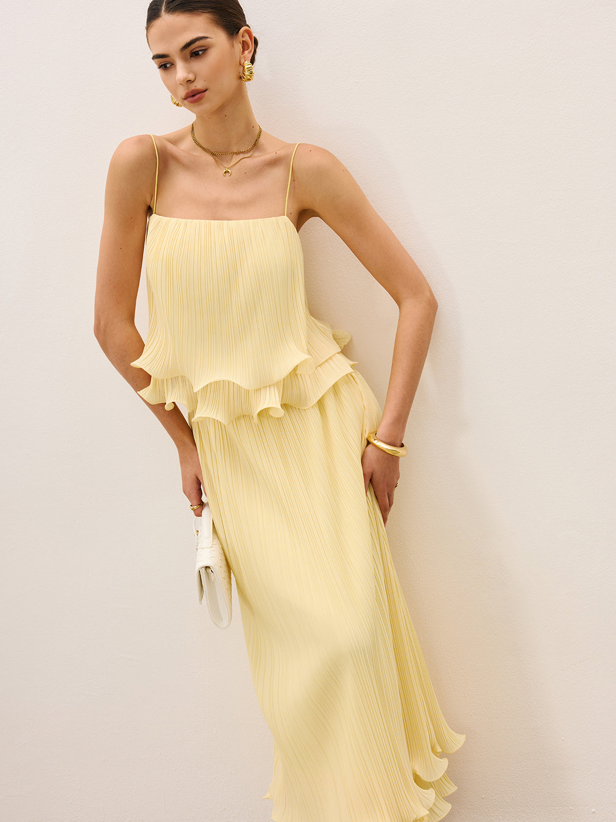 Katlı Pileli Volanlı Etek Takımı