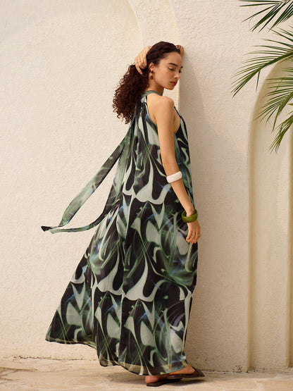 Uçuşan Soyut Askılı Elbise