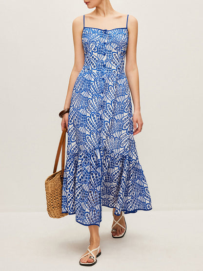 Pamuklu İşlemeli Askılı Elbise