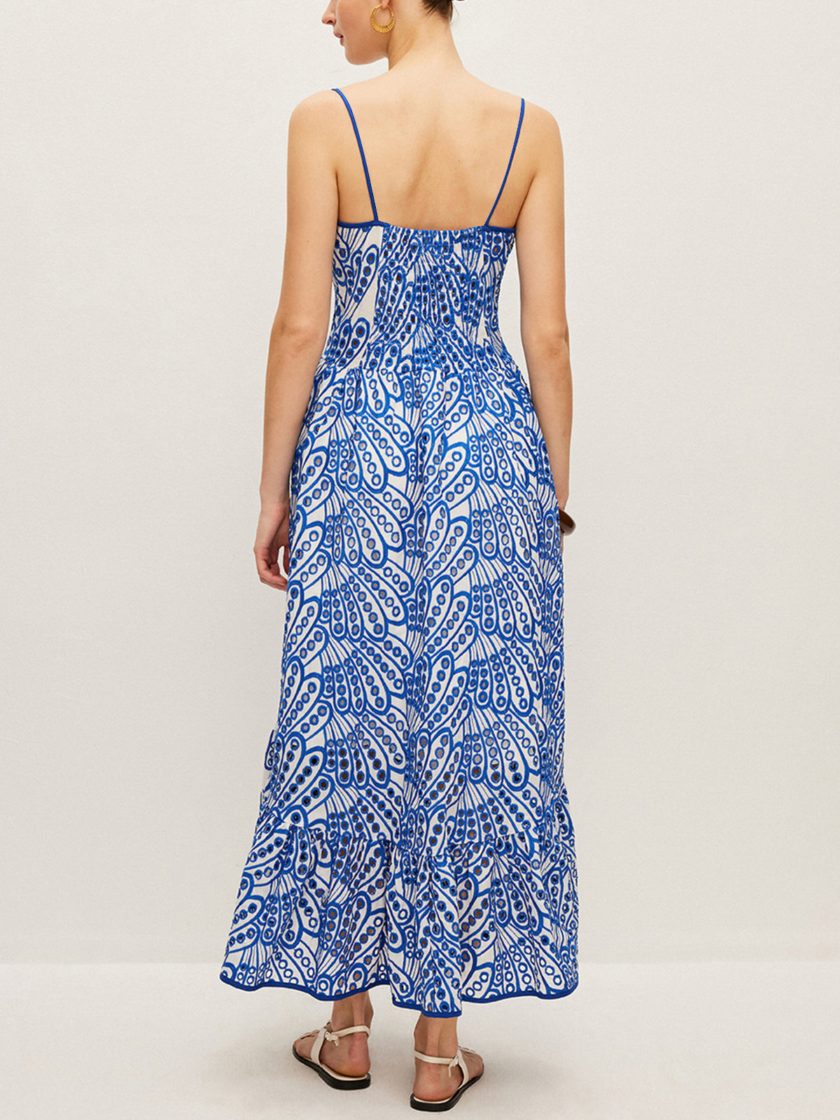 Pamuklu İşlemeli Askılı Elbise