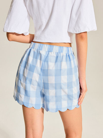 Gingham Taraklı Paça Şort
