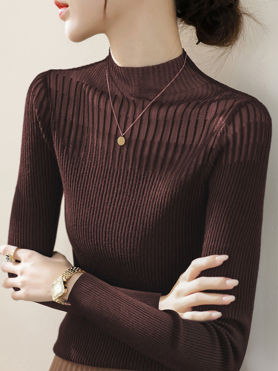 Balıkçı Yaka Şeffaf Panel Örgü Üst