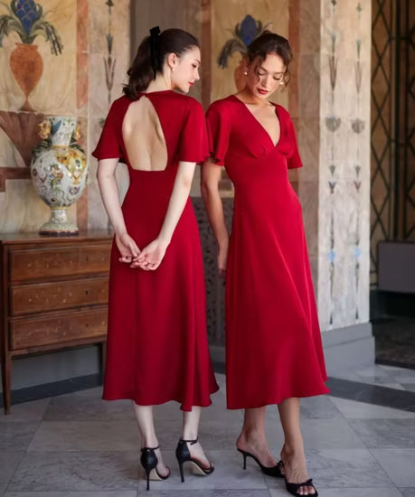 Vestido de novia y fiesta en crepé elástico con espalda abierta o cerrada